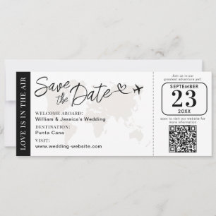 Bröllop Boarding Pass Save The Date Med QR-kod Kort