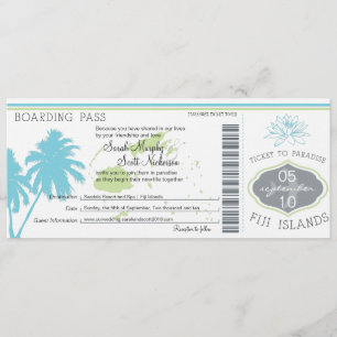 Bröllop Boardingpass till Fijiöarna Inbjudningar