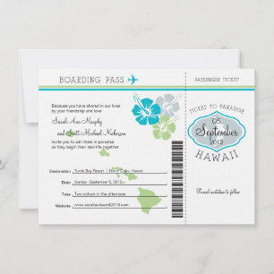 Bröllop-boardingpass till Hawaii Spara Datumet