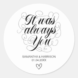 Bröllop Bohemian White Classic Det var alltid du Runt Klistermärke