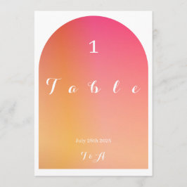 Bröllop Boho Arch Sunset Ombre Bordsnummer