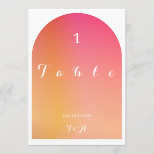 Bröllop Boho Arch Sunset Ombre Bordsnummer