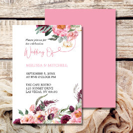 Bröllop Boho Theme Rosa Burgundy Peony Ro Inbjudningar