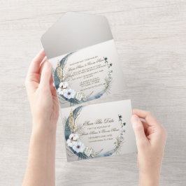 Bröllop Boho White Orchid Flowers Blue Måne Party