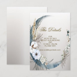 Bröllop Boho White Orchid Flowers Blue Måne Party Tilläggskort