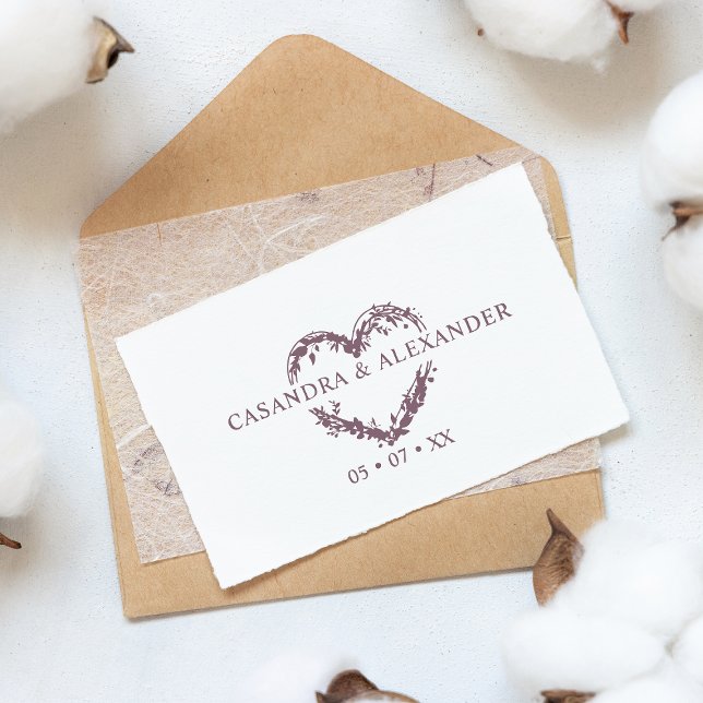 Bröllop Boho WildblommHeart Grenar Löv Stämpel (Skapare uppladdad)