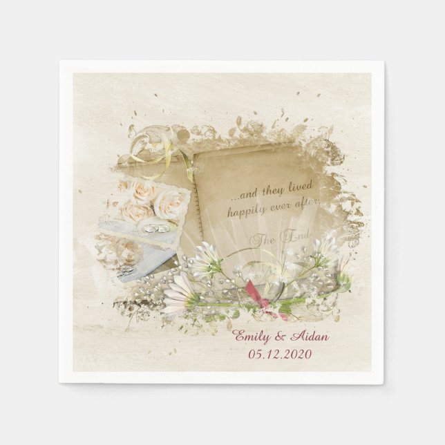 bröllop bok med daisy pappersservett (Framsidan)