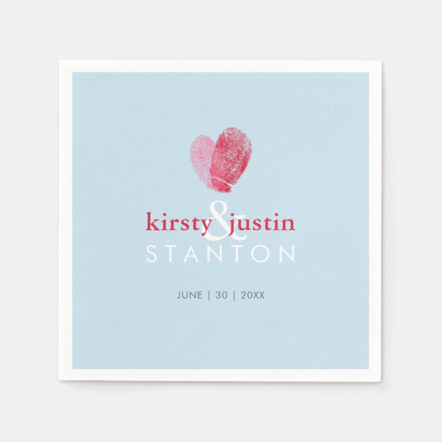 BRÖLLOP BORD DECOR, sött fingeravtryckscentrum kär Pappersservett (Framsidan)