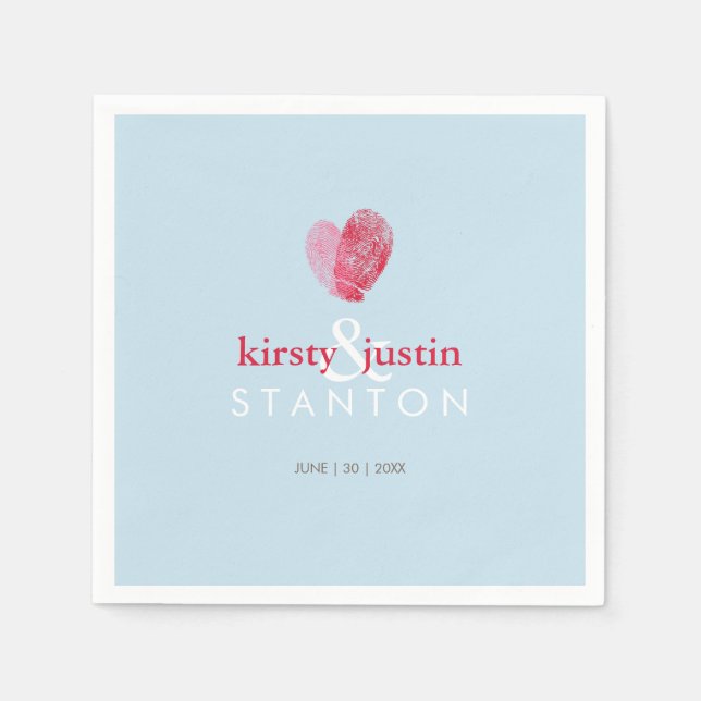 BRÖLLOP BORD DECOR, sött fingeravtryckscentrum kär Pappersservett (Framsidan)