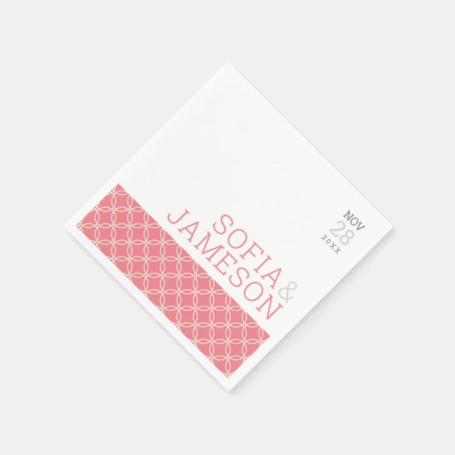 BRÖLLOP BORD, modern rosa grått av korall av moder Pappersservett (Hörn)