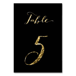 Bröllop Bordsnummer Black Gold Foil No. 5