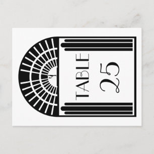 Bröllop Bordsnummer Black & White Art Deco Stil