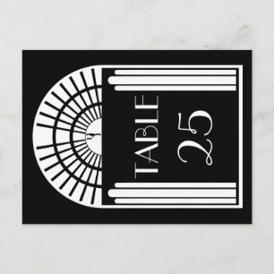 Bröllop Bordsnummer Black & White Art Deco Stil