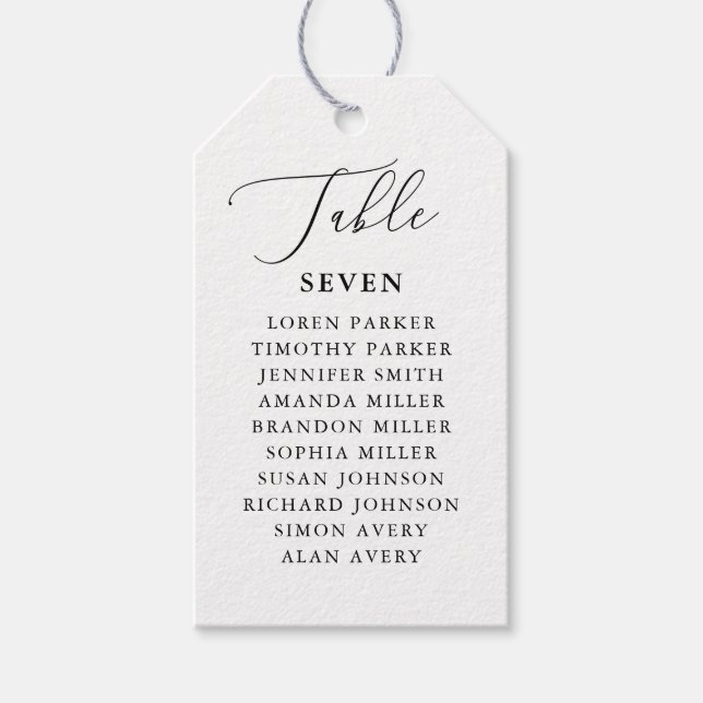 Bröllop Bordsnummer-bröllopsfavoriter Presentetikett (Framsidan)