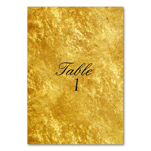 Bröllop Bordsnummer Card Guld (Framsidan)