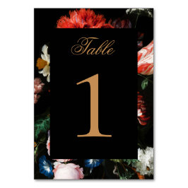 Bröllop Bordsnummer Card Mörk Black Red Blommigt