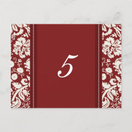 Bröllop Bordsnummer Cards Red Damask