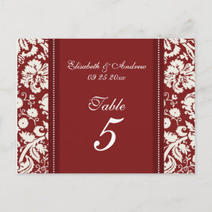 Bröllop Bordsnummer Cards Red Damask