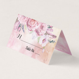 Bröllop Bordsnummer Escort Boho Blommigt & Feather Kort