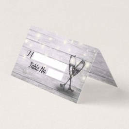 Bröllop Bordsnummer Escort Champagne Glass Wood Kort