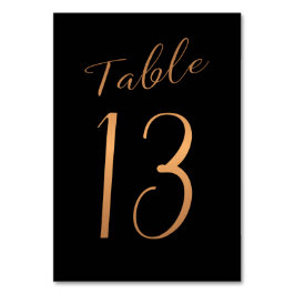Bröllop bordsnummer, glitter kopparsvart guld bordsnummer