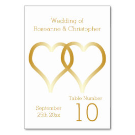Bröllop Bordsnummer Guld Hearts