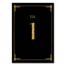 Bröllop Bordsnummer Guld Sequins Art Deco 1