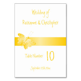 Bröllop Bordsnummer Gult Butterfly