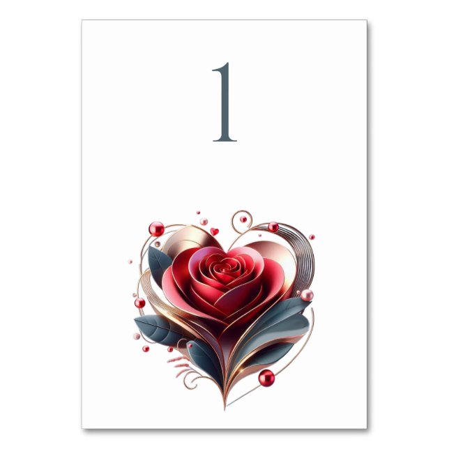 Bröllop Bordsnummer-Hjärtformade Ro Bordsnummer (Framsidan)