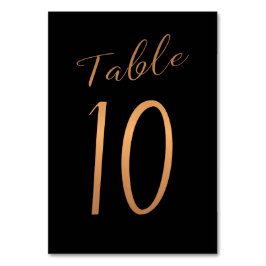 Bröllop bordsnummer kopparsvart glitter