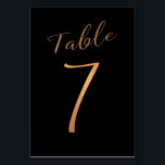 Bröllop bordsnummer kopparsvart glitter<br><div class="desc">Faux kopparfolie guld formella kalligrafskript bröllopsmottagningskort bord. Mörken vid midnatt,  marinblått färg är redigerbart. Du kan ändra den när du trycker på Knappen ANPASSA YTTERLIGARE. Du hittar hela nummerserien (1 - 50) här: http://bit.ly/2sLMaFh Kontakta mig genom butiken om du behöver hjälp.</div>