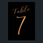 Bröllop bordsnummer kopparsvart glitter<br><div class="desc">Faux kopparfolie guld formella kalligrafskript bröllopsmottagningskort bord. Mörken vid midnatt,  marinblått färg är redigerbart. Du kan ändra den när du trycker på Knappen ANPASSA YTTERLIGARE. Du hittar hela nummerserien (1 - 50) här: http://bit.ly/2sLMaFh Kontakta mig genom butiken om du behöver hjälp.</div>