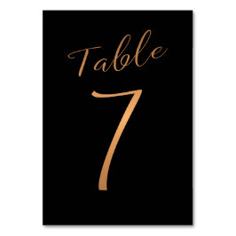 Bröllop bordsnummer kopparsvart glitter