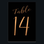 Bröllop-bordsnummer, kopparsvart guld glitter bordsnummer<br><div class="desc">Faux metallisk guld folie för kopparfolie för formellt kalligrafskript för bröllopsmottagning för bord. Mörken vid midnatt,  marinblått färg är redigerbart. Du kan ändra den när du trycker på Knappen ANPASSA YTTERLIGARE. Du hittar hela nummerserien (1 - 50) här: http://bit.ly/2sLMaFh Kontakta mig genom butiken om du behöver hjälp.</div>