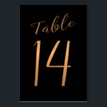 Bröllop-bordsnummer, kopparsvart guld glitter bordsnummer<br><div class="desc">Faux metallisk guld folie för kopparfolie för formellt kalligrafskript för bröllopsmottagning för bord. Mörken vid midnatt,  marinblått färg är redigerbart. Du kan ändra den när du trycker på Knappen ANPASSA YTTERLIGARE. Du hittar hela nummerserien (1 - 50) här: http://bit.ly/2sLMaFh Kontakta mig genom butiken om du behöver hjälp.</div>