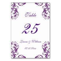 Bröllop Bordsnummer-kort | Eggplant Damask