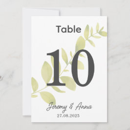 Bröllop-Bordsnummer-kort för vattenfärg, Blommigt