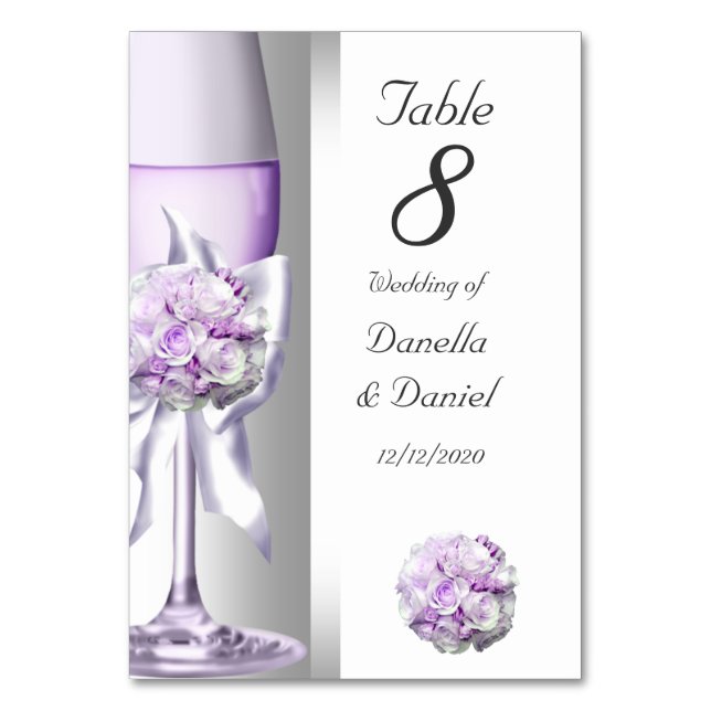 Bröllop Bordsnummer Lavender Lila Lilac (Framsidan)