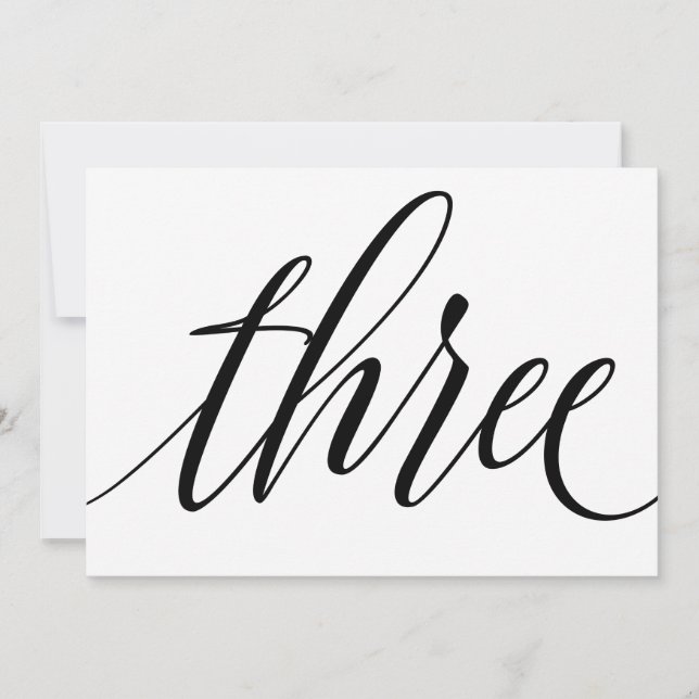 Bröllop Bordsnummer - Luxe Typography - Black 3 (Framsida)