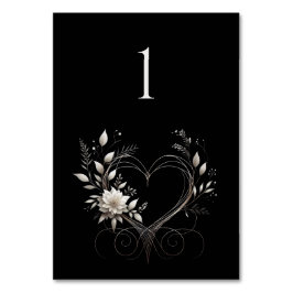Bröllop-Bordsnummer-Modern blommor med hjärta Bordsnummer