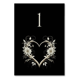 Bröllop-Bordsnummer-Modern blommor med hjärta Bordsnummer