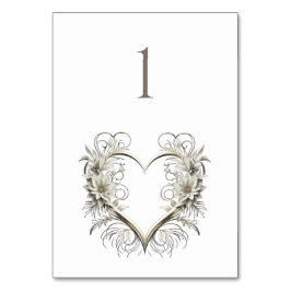 Bröllop-Bordsnummer-Modern blommor med hjärta Bordsnummer