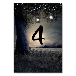 Bröllop Bordsnummer Romantic Moonlit Träd