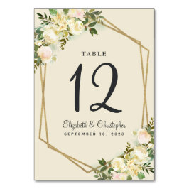 Bröllop Bordsnummer Rustic Blommigt Guld Botaniska