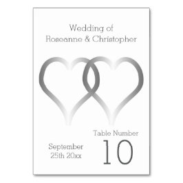 Bröllop Bordsnummer Silver Hearts