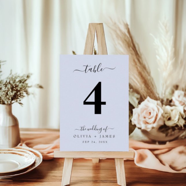 Bröllop Bordsnummer Simple Solid Blue Färg (Wedding Table Number Simple Solid Blue Color)