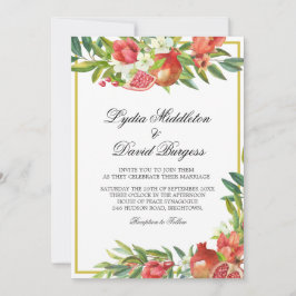 Bröllop Botanical Boho Elegant Pomegranat Inbjudningar