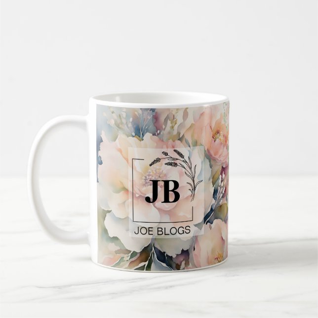 Bröllop Bouquet Monogram Mugg (Vänster)