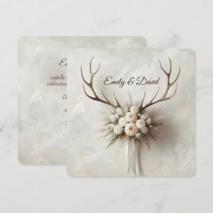 Bröllop Bouquet och Hjort Antlers Inbjudningar