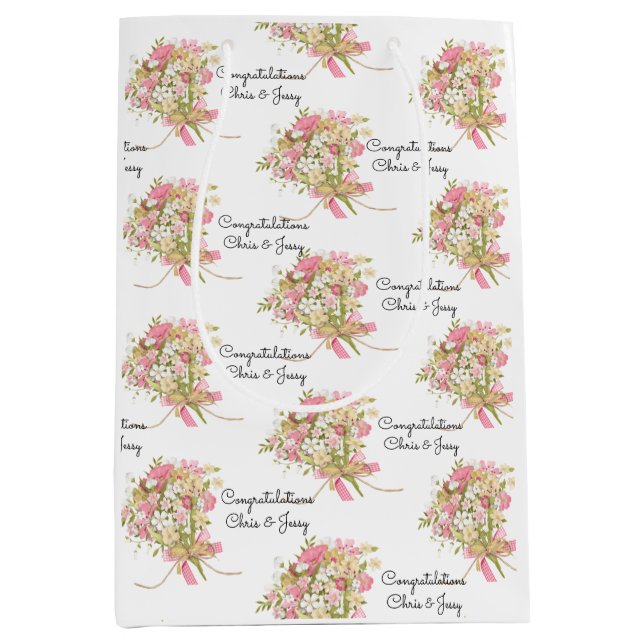 Bröllop Bouquet of Flowers Add Namn Söt (Framsidan)